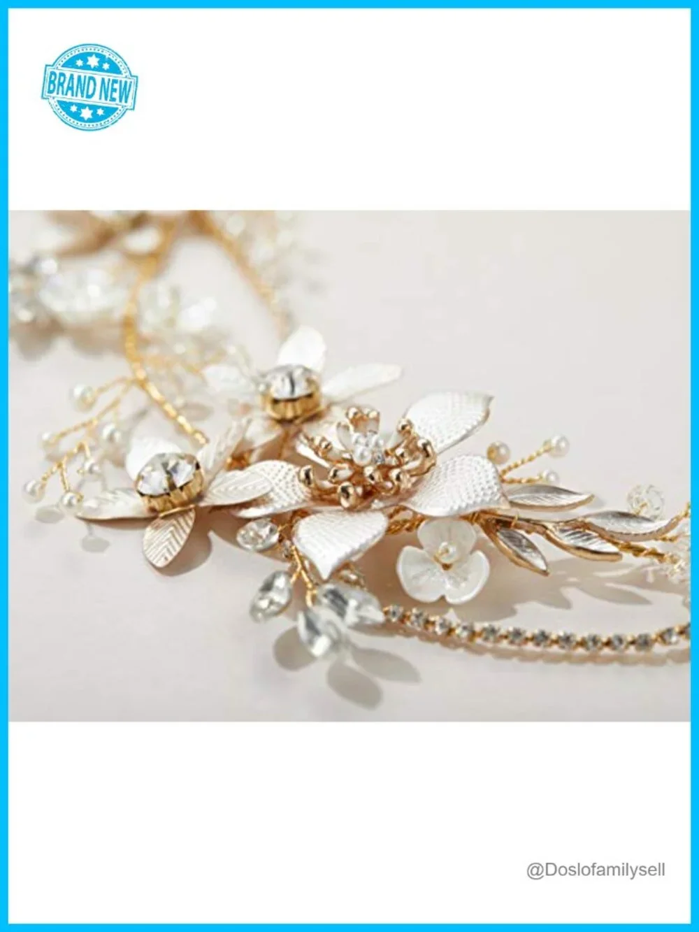 Gold Bridal Headpiece Wedding Hair Vine Crystal Hair Band